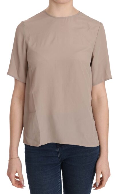 Dolce & Gabbana - Elegant Beige Silk Blend Crew Neck Blouse