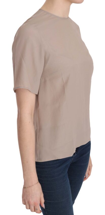 Dolce & Gabbana - Elegant Beige Silk Blend Crew Neck Blouse