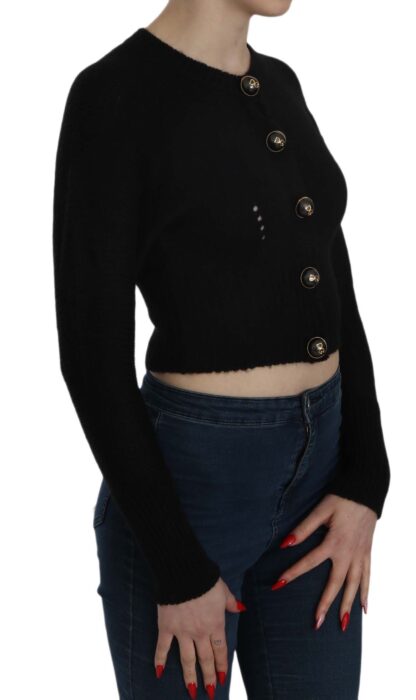 Dolce & Gabbana - Chic Black Cropped Cardigan with Button Details