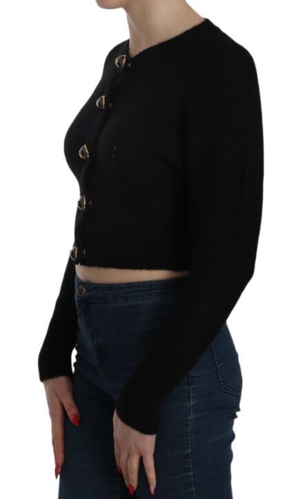 Dolce & Gabbana - Chic Black Cropped Cardigan with Button Details