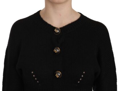 Dolce & Gabbana - Chic Black Cropped Cardigan with Button Details