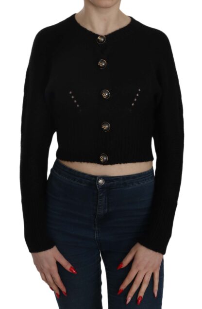 Dolce & Gabbana - Chic Black Cropped Cardigan with Button Details