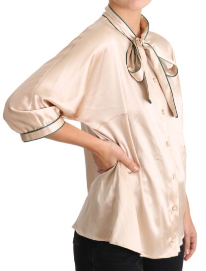 Dolce & Gabbana - Elegant Beige Silk Blend Blouse Top