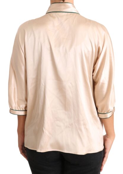 Dolce & Gabbana - Elegant Beige Silk Blend Blouse Top