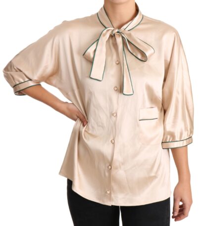 Dolce & Gabbana - Elegant Beige Silk Blend Blouse Top