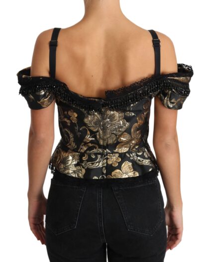 Dolce & Gabbana - Elegant Floral Jacquard Blouse with Crystal Details