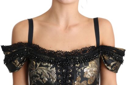 Dolce & Gabbana - Elegant Floral Jacquard Blouse with Crystal Details