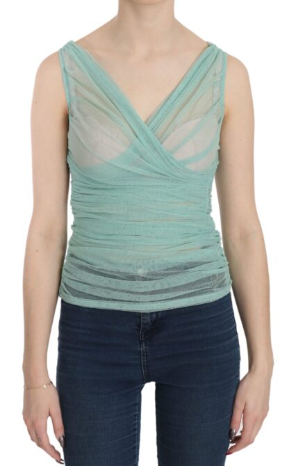 Dolce & Gabbana - Elegant Mesh V-Neck Sleeveless Blouse