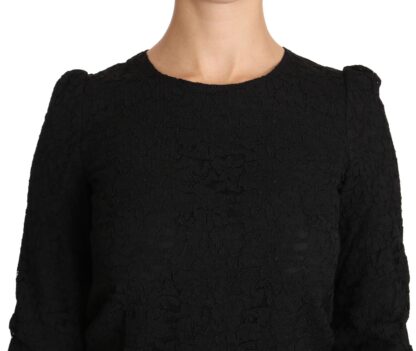 Dolce & Gabbana - Elegant Black Floral Crewneck Blouse