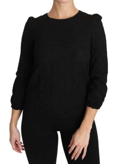 Dolce & Gabbana - Elegant Black Floral Crewneck Blouse