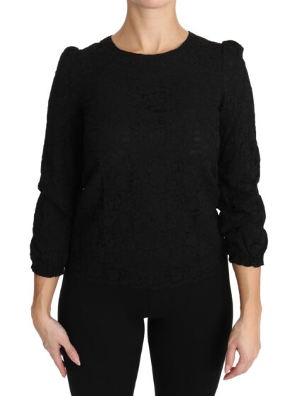 Dolce & Gabbana - Elegant Black Floral Crewneck Blouse