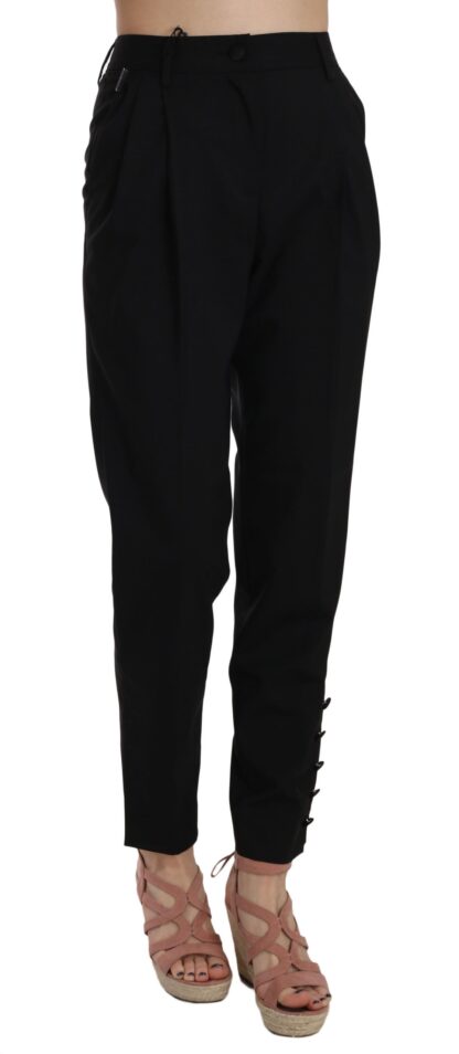 Dolce & Gabbana - Elegant Pleated Tapered Black Trousers