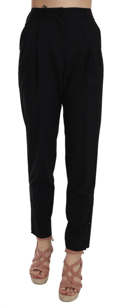 Dolce & Gabbana - Elegant Pleated Tapered Black Trousers