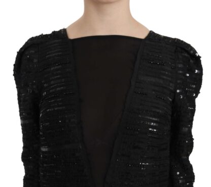 John Richmond - Black Silk Sheath Maxi Dress with Sequins