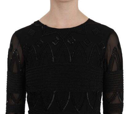 John Richmond - Elegant Black Silk Mini Dress with Sequins