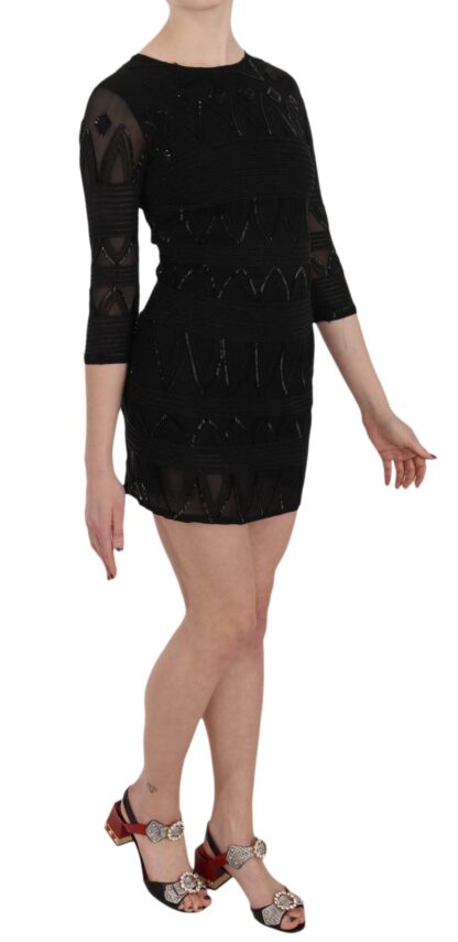 John Richmond - Elegant Black Silk Mini Dress with Sequins