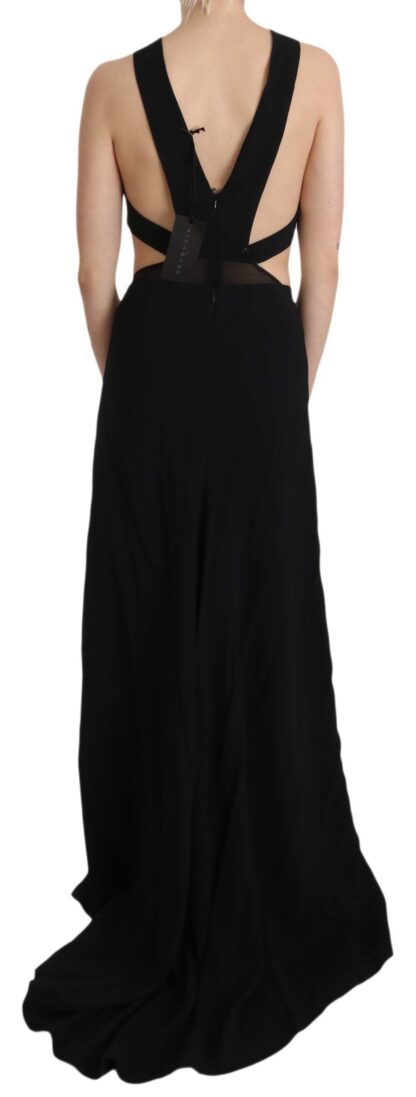 John Richmond - Elegant Flare Maxi Evening Dress with Crystal Accents