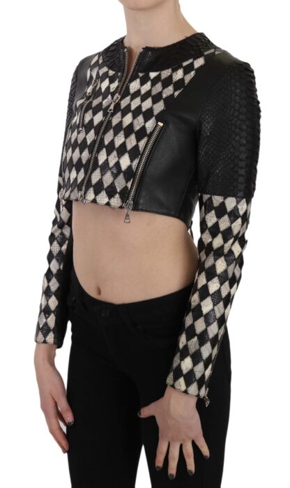 John Richmond - Chic Biker-Inspired Cropped Leather Jacket