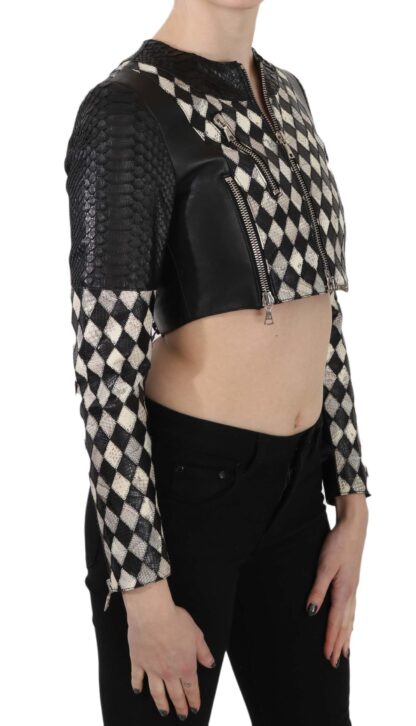 John Richmond - Chic Biker-Inspired Cropped Leather Jacket