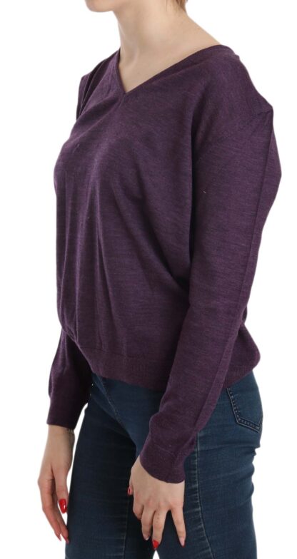 BYBLOS - Elegant Purple V-Neck Wool Blouse