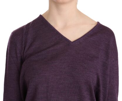 BYBLOS - Elegant Purple V-Neck Wool Blouse