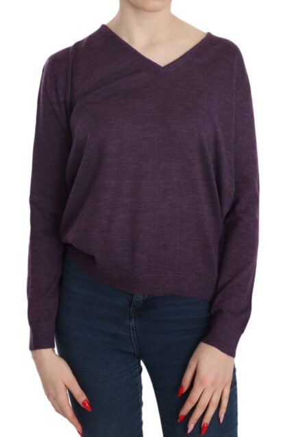 BYBLOS - Elegant Purple V-Neck Wool Blouse