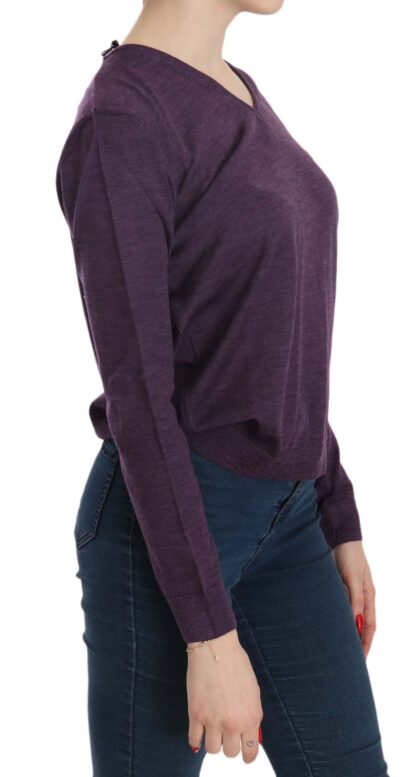 BYBLOS - Elegant Purple V-Neck Wool Blouse