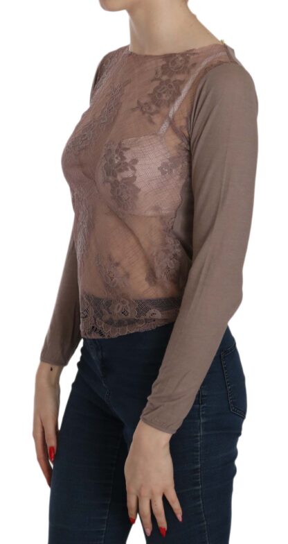 PINK MEMORIES - Boat Neck Cotton Lace Blouse