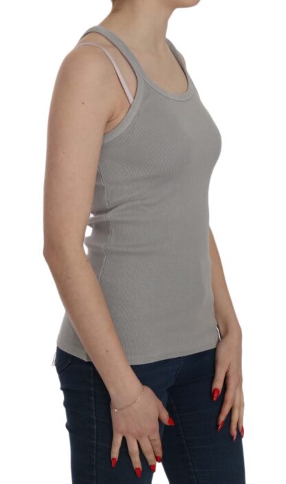 PINK MEMORIES - Elegant Sleeveless Grey Cotton Blouse