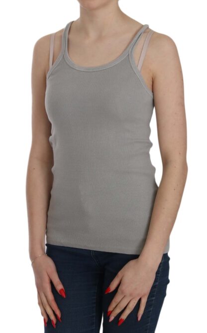 PINK MEMORIES - Elegant Sleeveless Grey Cotton Blouse