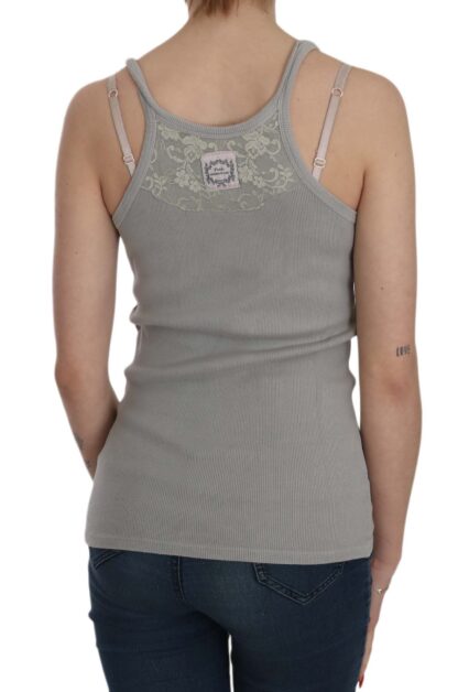 PINK MEMORIES - Elegant Sleeveless Grey Cotton Blouse