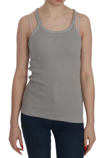 PINK MEMORIES - Elegant Sleeveless Grey Cotton Blouse