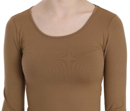 GF Ferre - Elegant Brown Fitted Blouse for Sophisticated Evenings