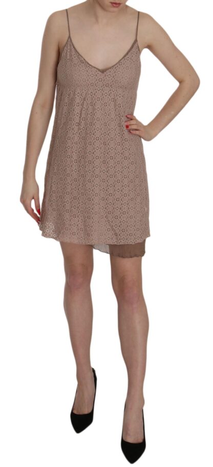 PINK MEMORIES - Beige A-Line Spaghetti Strap Mini Dress