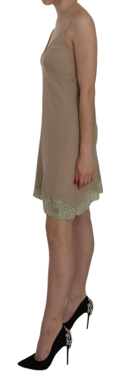 PINK MEMORIES - Elegant Beige Lace Spaghetti Strap Mini Dress