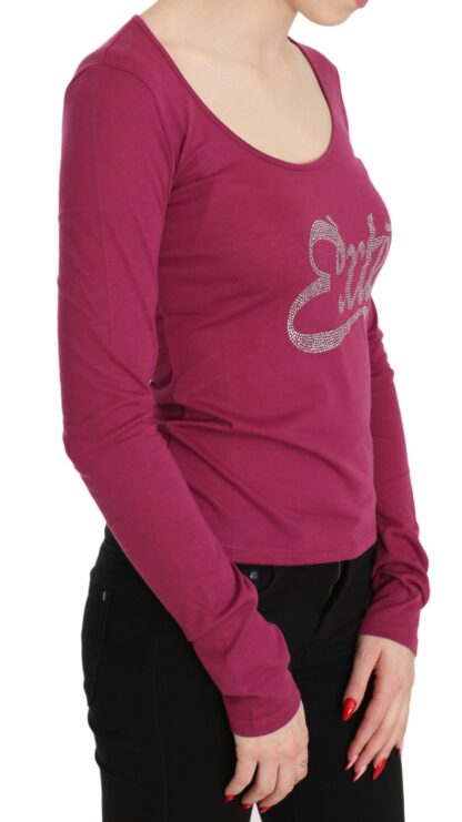 Exte - Elegant Pink Crystal Embellished Long Sleeve Top