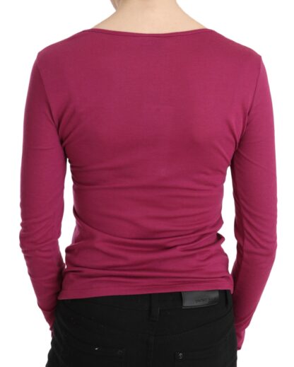 Exte - Elegant Pink Crystal Embellished Long Sleeve Top