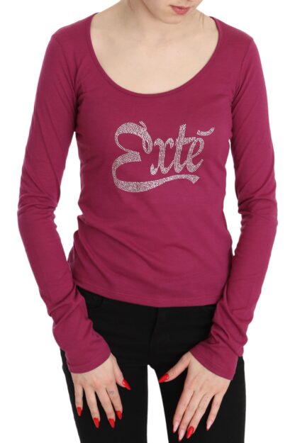 Exte - Elegant Pink Crystal Embellished Long Sleeve Top