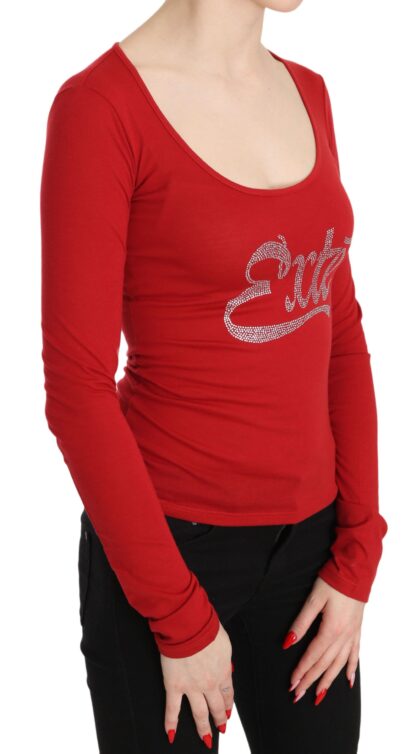 Exte - Red Crystal Embellished Long Sleeve Top