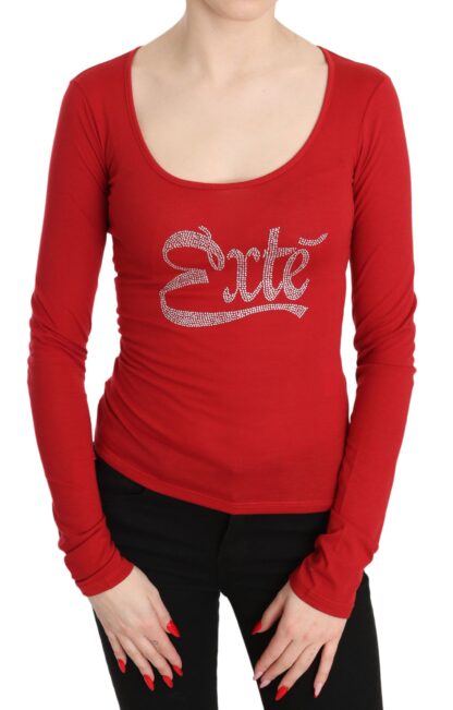 Exte - Red Crystal Embellished Long Sleeve Top