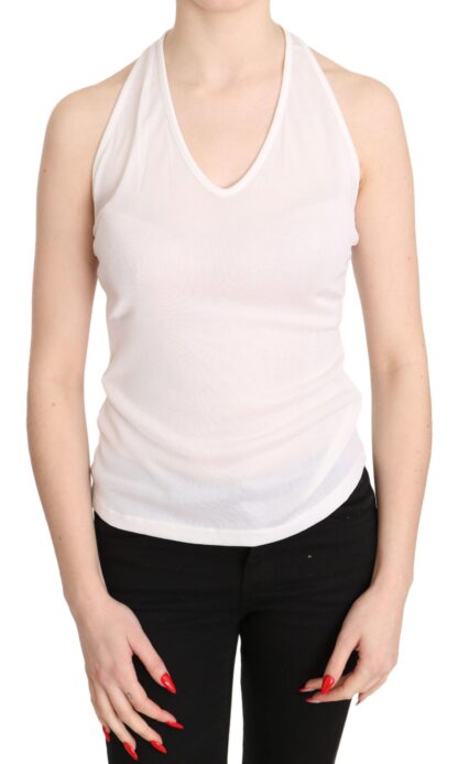 GF Ferre - Elegant White Halter Casual Tank Top