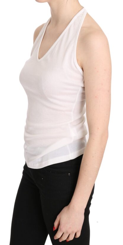 GF Ferre - Elegant White Halter Casual Tank Top