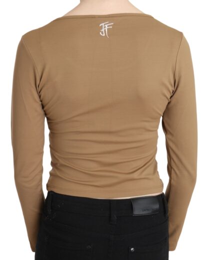 GF Ferre - Elegant Brown Long Sleeve Cropped Top