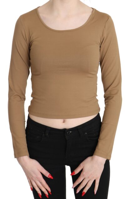 GF Ferre - Elegant Brown Long Sleeve Cropped Top