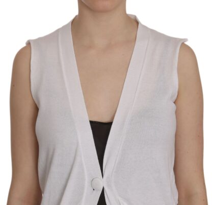 PINK MEMORIES - Elegant Sleeveless Cotton Vest in Pristine White