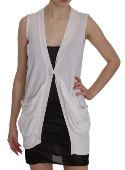 PINK MEMORIES - Elegant Sleeveless Cotton Vest in Pristine White