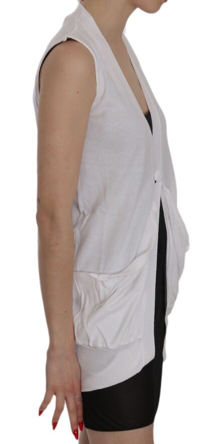 PINK MEMORIES - Elegant Sleeveless Cotton Vest in Pristine White