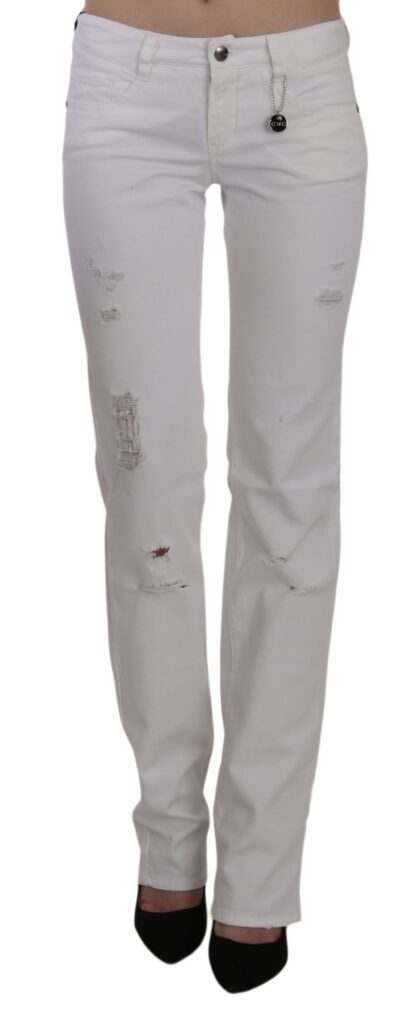 Costume National - Chic White Slim Fit Cotton Jeans