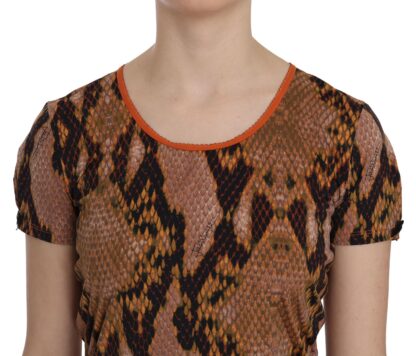 Just Cavalli - Alluring Brown Snake Skin Pattern Blouse