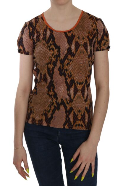 Just Cavalli - Alluring Brown Snake Skin Pattern Blouse